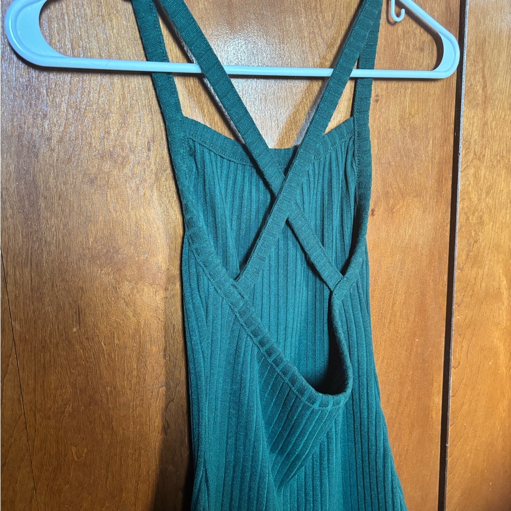 Green Ribbed Racerback tank top - Picture 2 of 2